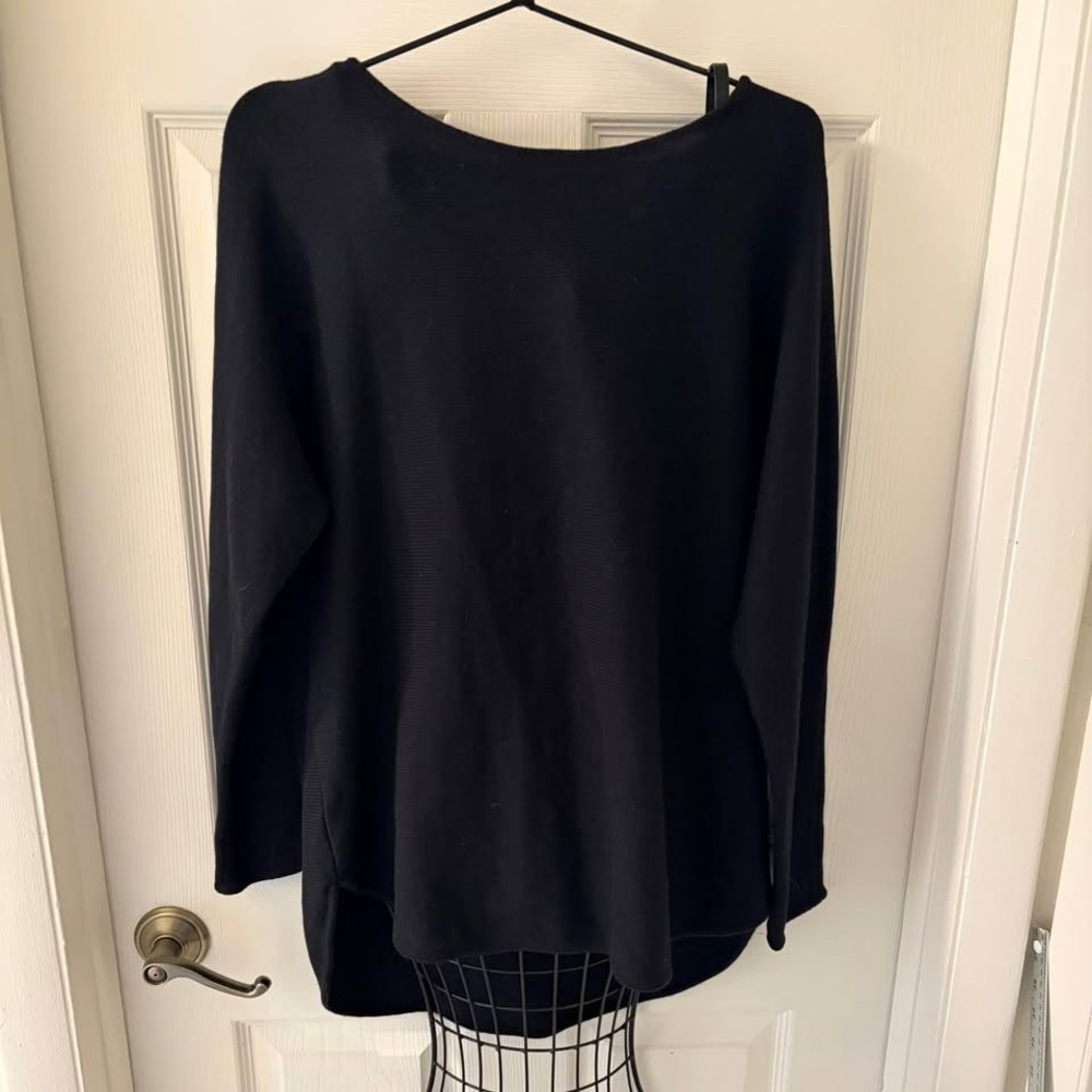 Michael Michael Kors Women's L Black Long Knit Sweater Gold Half Zip Pullover - Picture 3 of 8